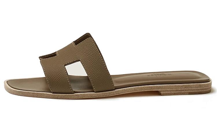 HERMES Oran Sandal Etoupe Epsom Leather