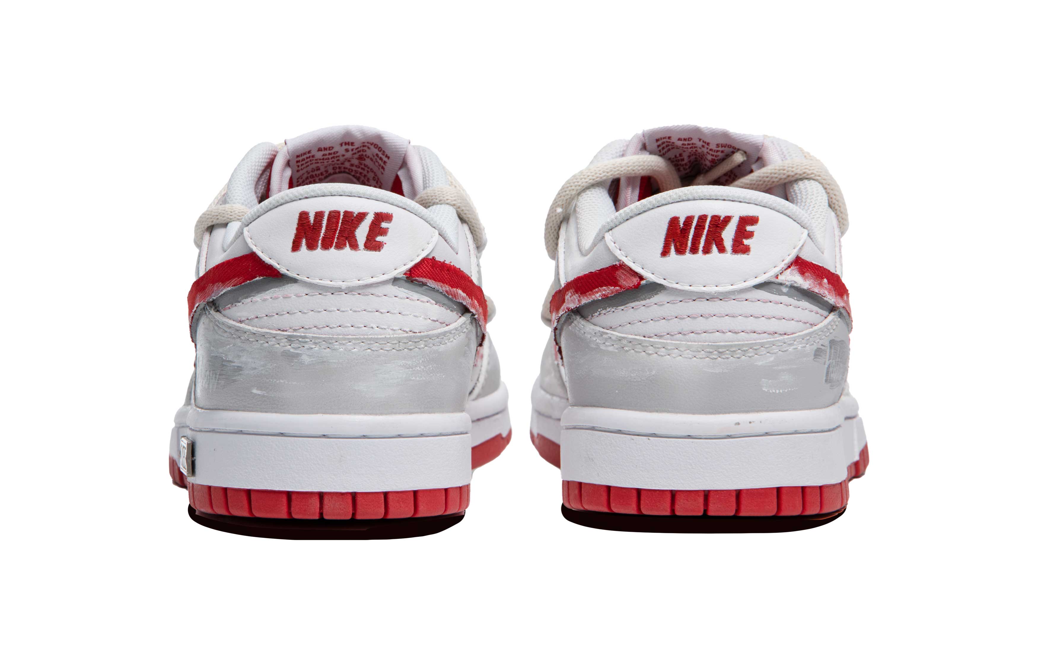 Nike Dunk Low White Moonlight Anti Slip Wear Resistant Low Top Skateboard Shoes Men's Gray Red