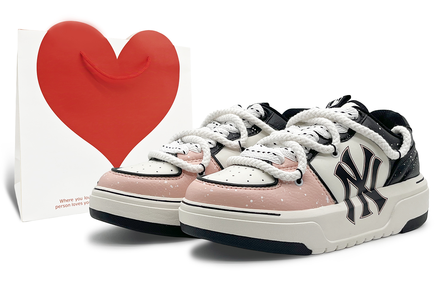 MLB New York Yankees Low-Top Skateboard Shoes Unisex Pink