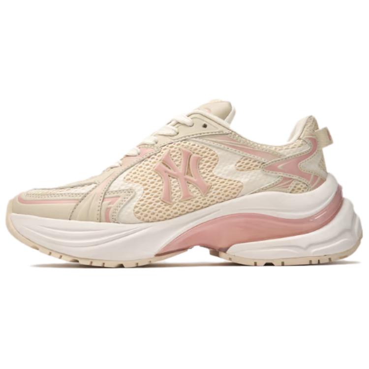 MLB New York Yankees Anti-Slip Wear-Resistant Low-Top Casual Running Shoes Unisex Beige Pink