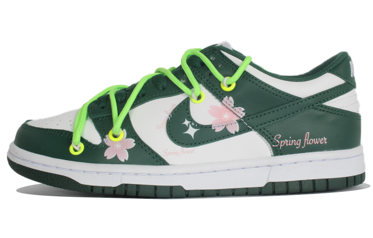 Nike Dunk Anti-Slip Wear-Resistant Low-Top Skateboard Shoes GS White Green