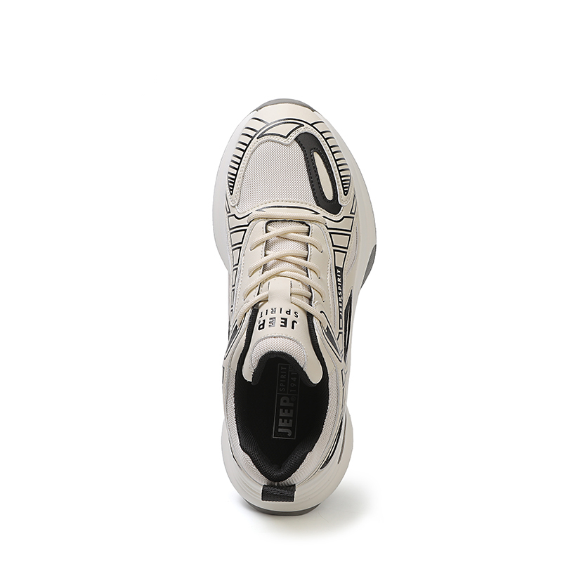 JEEP SPIRIT Cushioning Anti-Slip Wear-Resistant Breathable Height Increasing Low-Top Casual Shoes Men's Polar White
