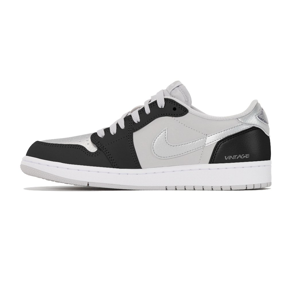 Jordan Air Jordan 1 Tri-Experimental Laboratory Wear-Resistant Low-Top Vintage Basketball Shoes Unisex Silver Black