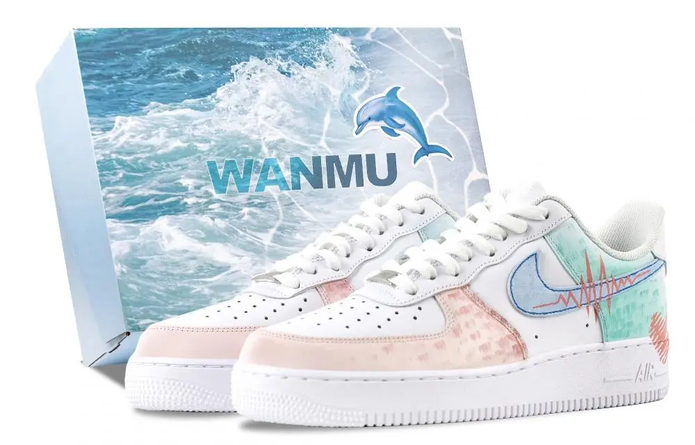 Nike Air Force 1 Heart Signal Low Top Skateboard Shoes Unisex White Pink Green