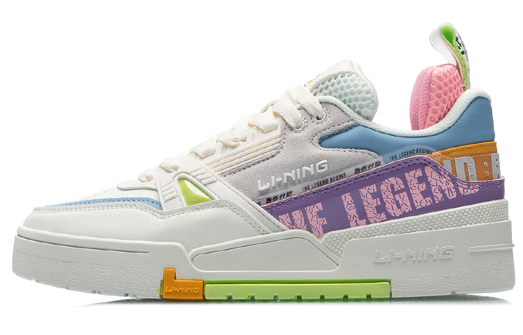 LiNing 001 Coverage  Thermal Slip Resistant Low Top Skateboard Shoes Women's White Blue Purple