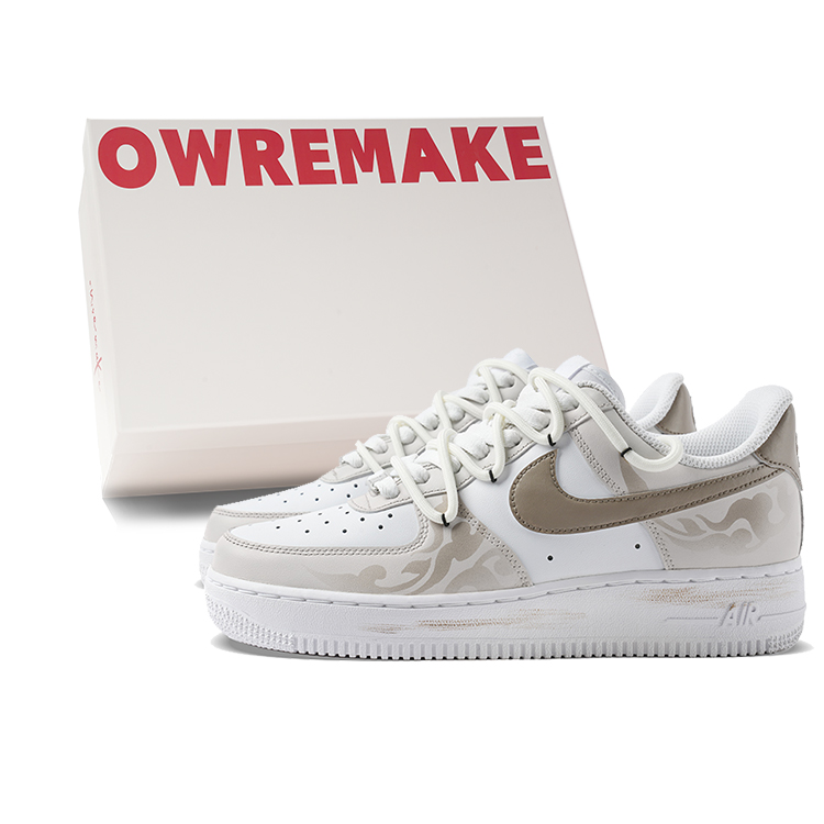 Nike Air Force 1 Low Top Skateboard Shoes Unisex White Brown