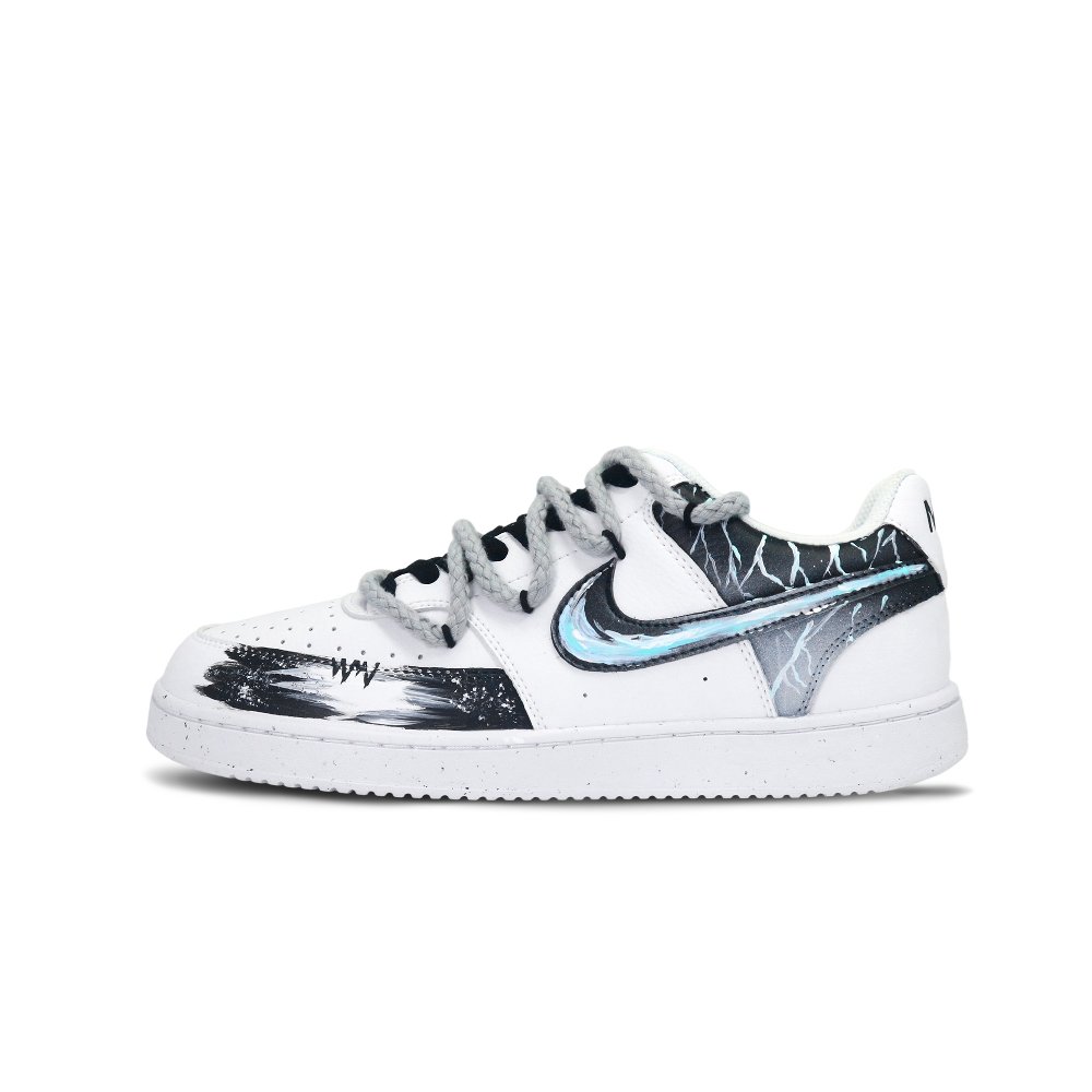 Nike Court Vision 1 Cool Texture Ink Shadow Lightweight And Breathable Low Top Skateboard Shoes Men's Black White Blue