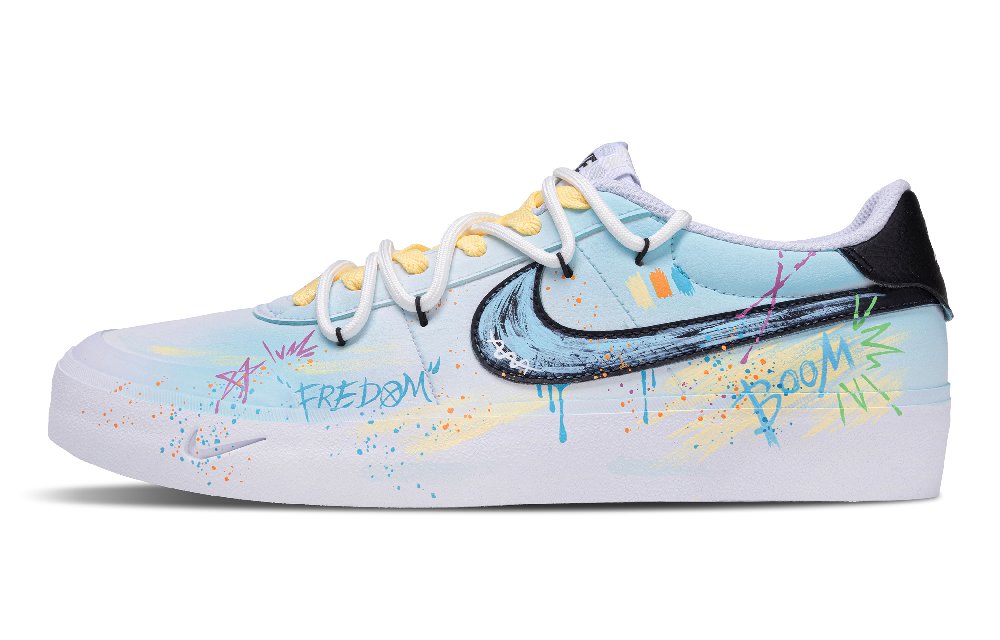 Nike Court Shot Sparkling Neon Wear resistant And Lightweight Low top Skateboard Shoes Men's White Yellow Blue