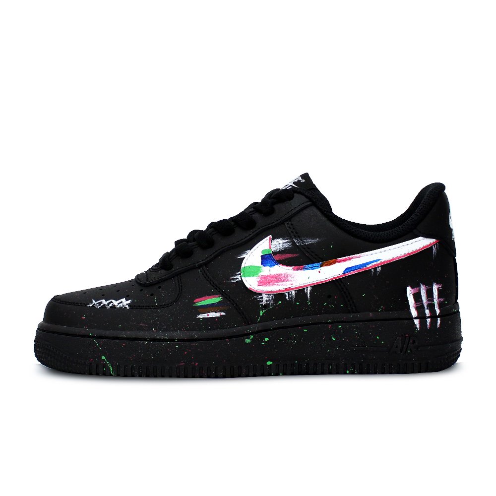 Nike Air Force 1 Black Border Lightweight And Breathable Low-Top Skateboard Shoes Unisex Black Red White