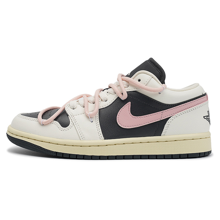 Jordan Air Jordan 1 Shock Absorbers Slip Resistant Low Top Vintage Basketball Shoes Women's Black Pink
