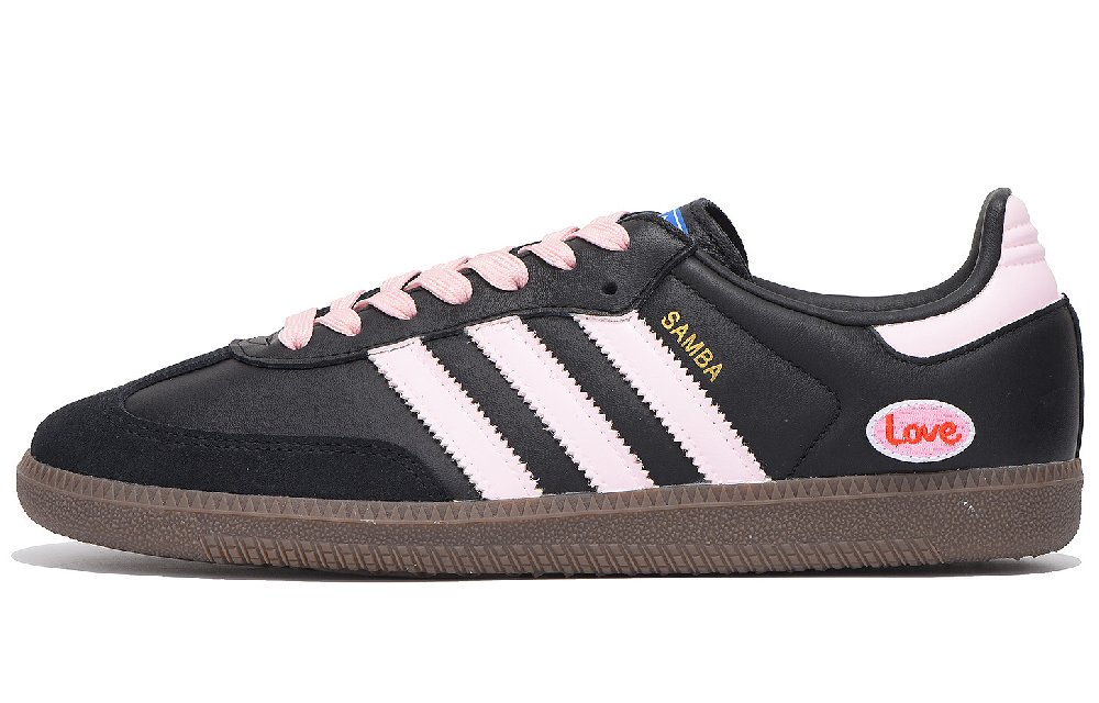 Adidas Originals SAMBA OG Coverage Slip Resistant And Abrasion Resistant Low Top Skateboard Shoes Unisex Black Pink