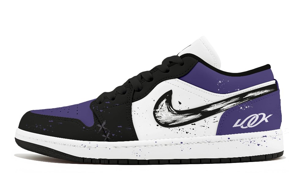 Jordan Air Jordan 1 Abrasion Resistant Low Top Vintage Basketball Shoes Unisex Black Purple
