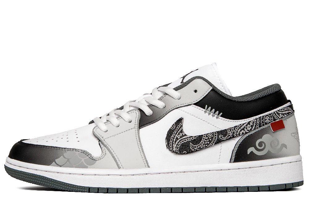 Jordan Air Jordan 1 Cushioned Slip-Resistant Low-Top Vintage Basketball Shoes Men's Gray