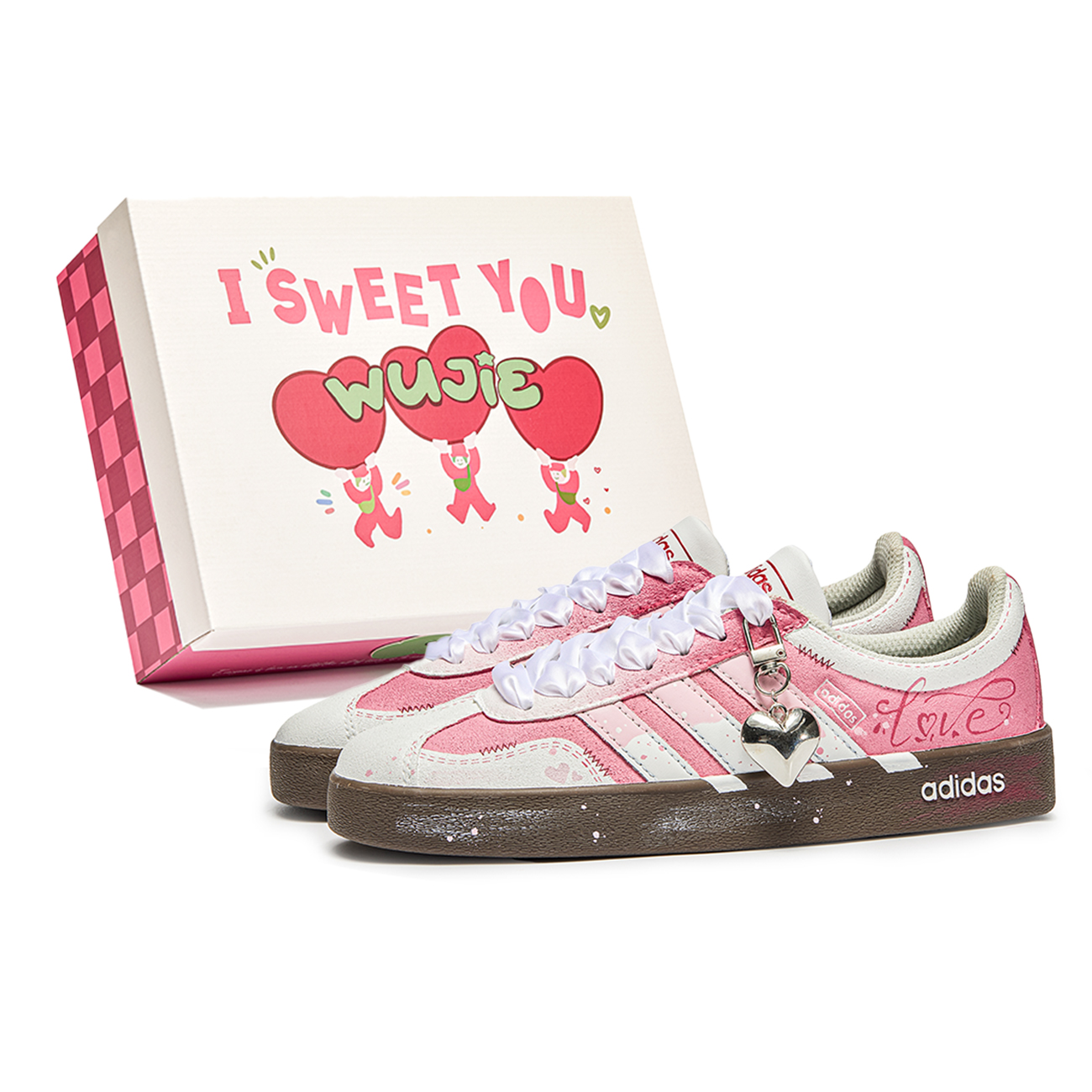 Adidas Neo VL Court Lifestyle Wu World, Box, Heart Shock Absorbers Low Top Skateboard Shoes Unisex Pink Brown купить в интернет-магазине Yoocart с быстрой доставкой по России.