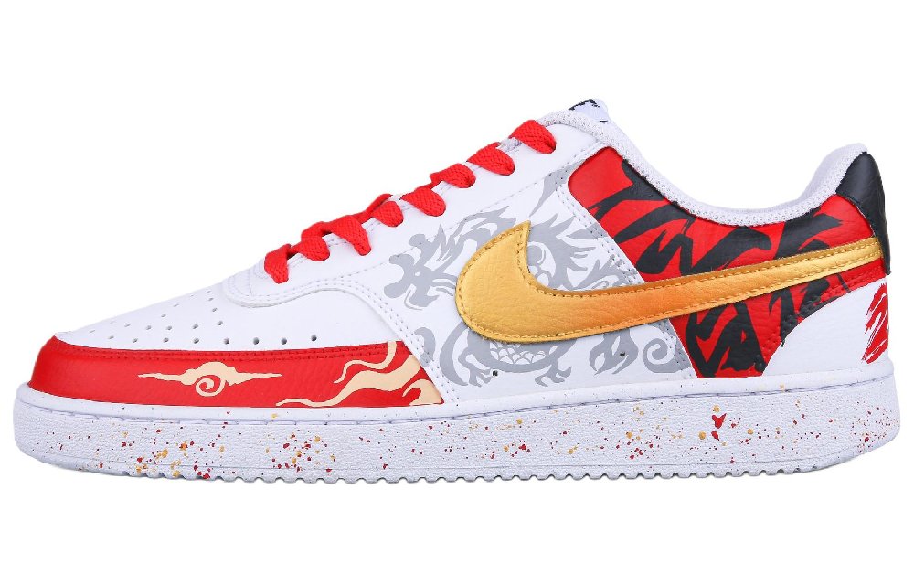 Nike Court Vision Low-Top Skateboard Shoes Men's Red Black