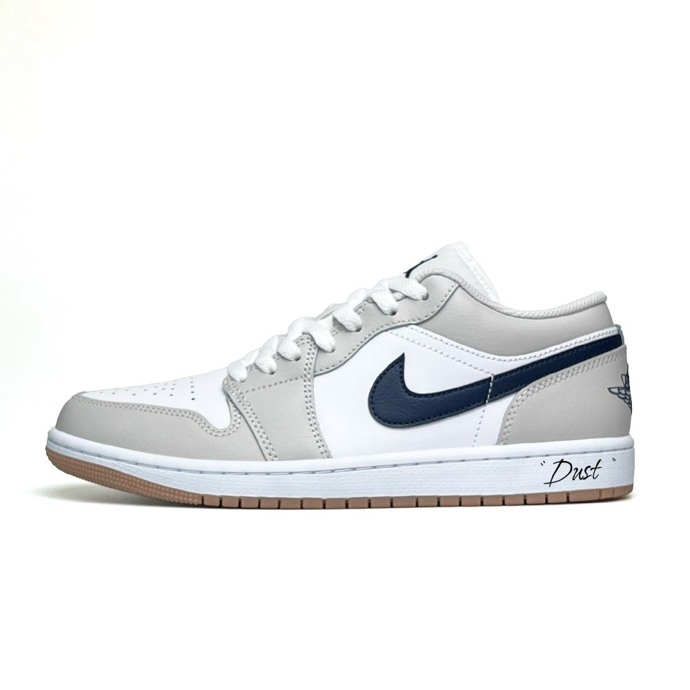 Jordan Air Jordan 1 Anti Slip Wear Resistant Low Top Vintage Basketball Shoes Men's White Gray