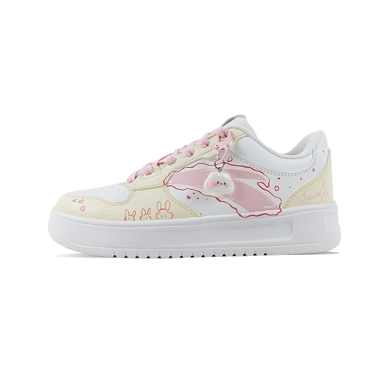 Anta Relaxed Slip Resistant Shock Absorbers Low Top Skateboard Shoes Unisex Pink