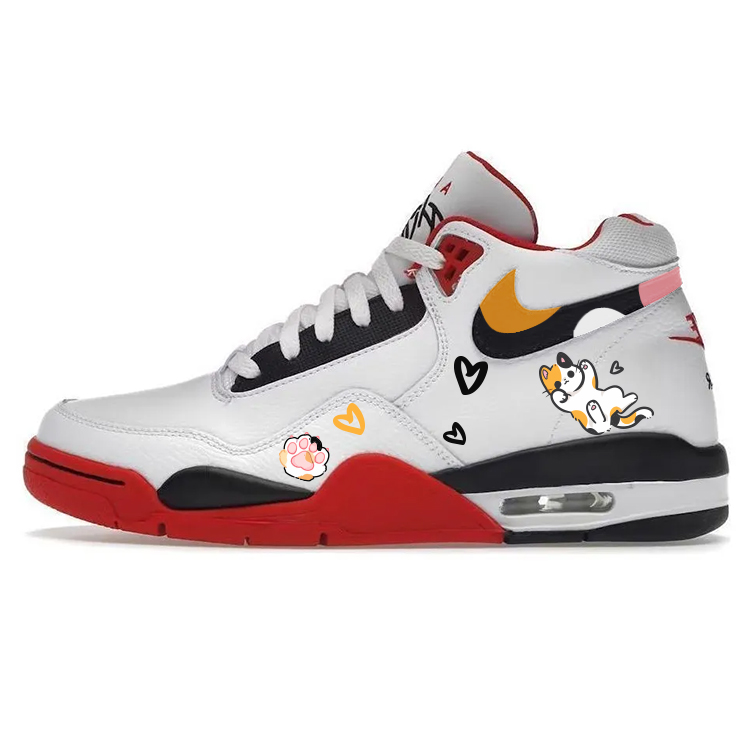 Nike Flight Legacy Slip-Resistant High-Top Vintage Basketball Shoes Men's Red White