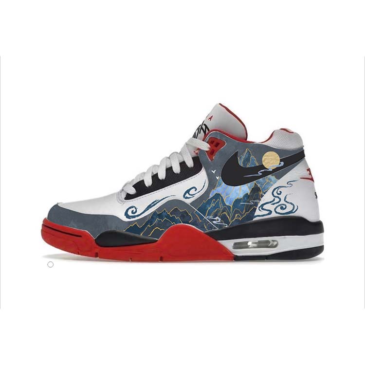 Nike Flight Legacy Slip-Resistant Mid-Top Vintage Basketball Shoes Unisex Black Red