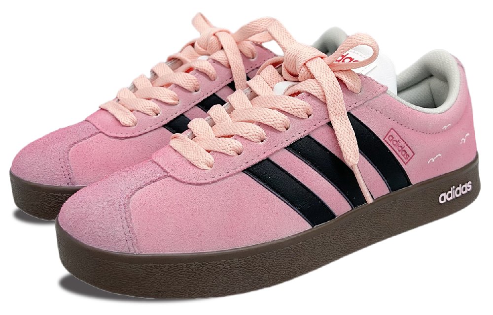 Adidas Neo VL Court 2.0 Anti Slip Wear Resistant Low Top Skateboard Shoes Unisex Black Pink