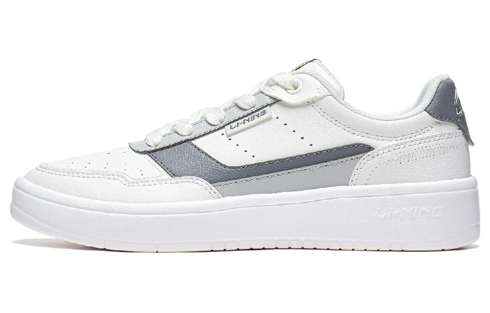 LiNing Relaxing Anti-Slip Wear-Resistant Low-Top Skateboard Shoes Women's White Gray