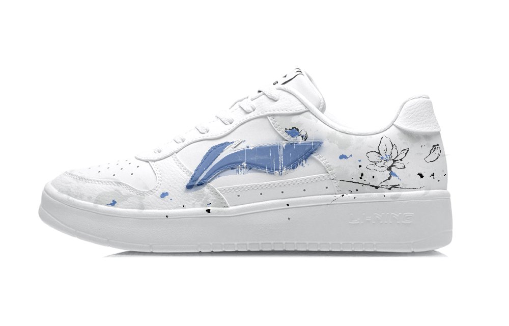 LINING Pontoon Boats Skateboard Shoes Unisex Low top Black Blue White