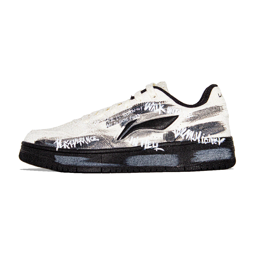 LiNing Tianji Soft Cushioning And Abrasion Resistant Coverage Low Top Skateboard Shoes Unisex White Black Gray