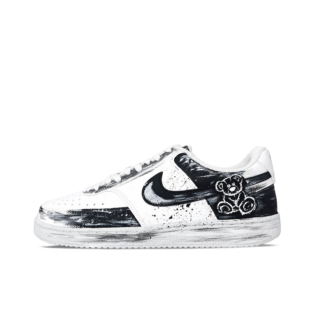 Nike Court Vision 1 Anti-Slip Wear-Resistant Low-Top Skateboard Shoes Men's Black White