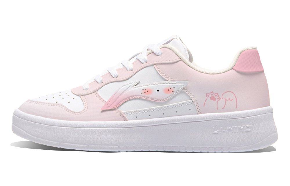 LiNing Pontoon Boats Abrasion Resistant Shock Absorbers Low Top Skateboard Shoes Women's Pink