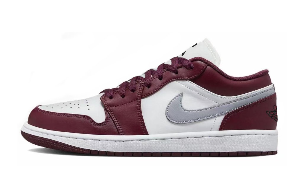 Jordan Air Jordan 1 Slip Resistant Abrasion Resistant Low top Vintage Basketball Shoes Unisex Burgundy