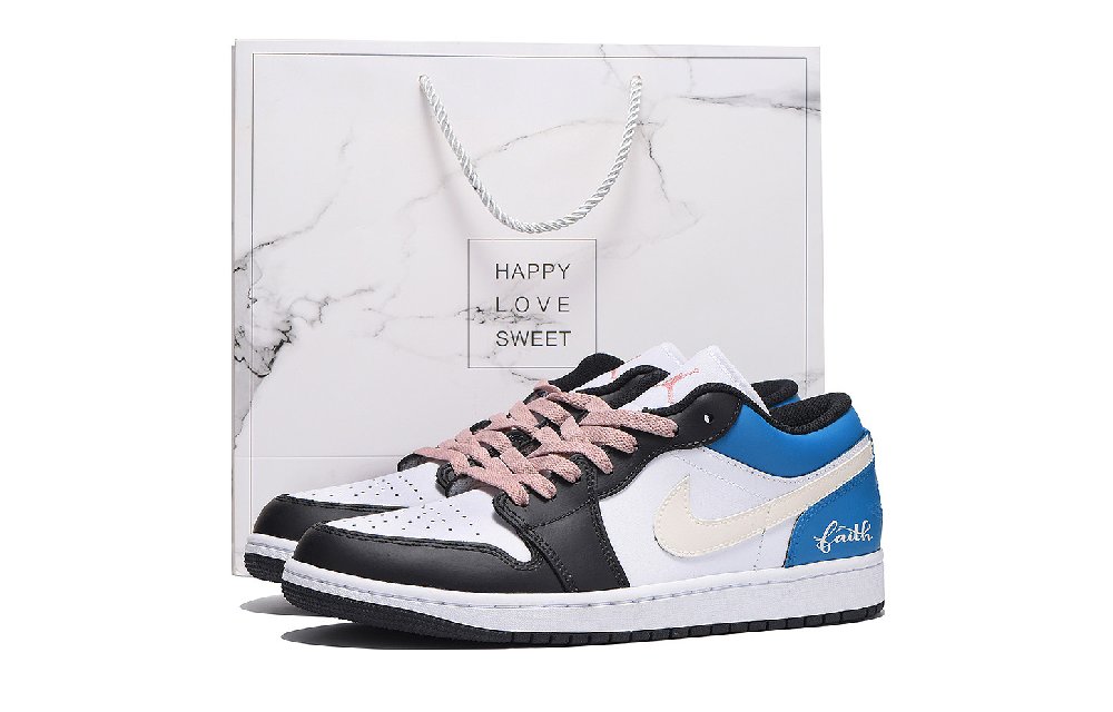 Jordan Air Jordan 1 Abrasion Resistant Coverage Low Top Vintage Basketball Shoes Unisex Blue White