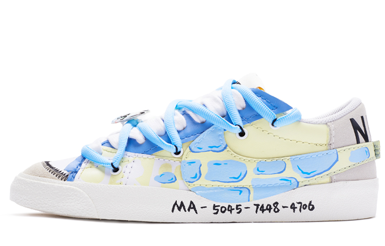 Nike Blazer Low Top Skateboard Shoes Men's Blue White