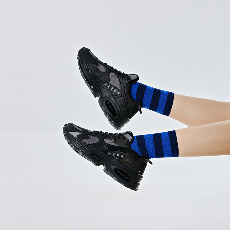 Kappa Anti-Slip Wear-Resistant Low-Top Chunky Sneakers Unisex Black