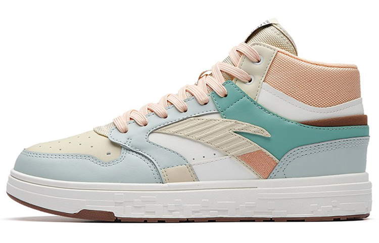Anta Street Naughty High-Top Skateboard Shoes Women's White Gray Pink