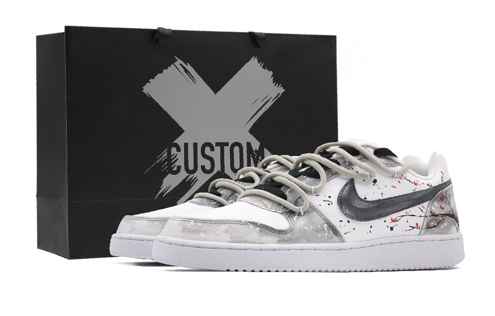 Nike EBERNON Snowfall, Chinese Style Anti Slip Wear Resistant Low Top Skateboard Shoes Men's Gray White