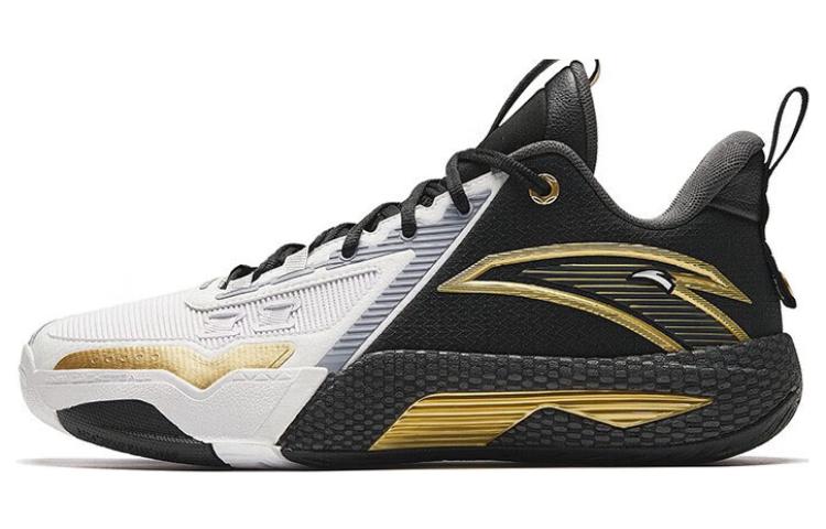 Anta Quick Battle 5 Cushioning Wear-Resistant Mid-Top Basketball Shoes Men's Black White