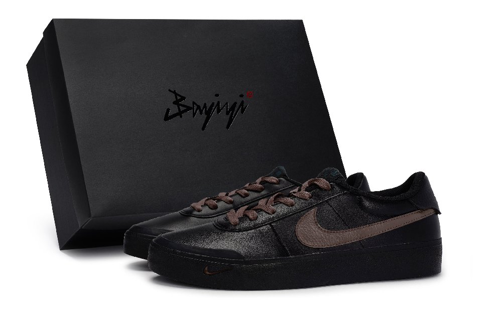 Nike Court Shot Anti Slip Wear Resistant Low Top Skateboard Shoes Unisex Black Coffee