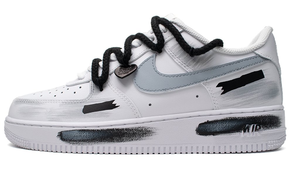 Nike Air Force 1 Patchwork Slip Resistant Low Top Skateboard Shoes Unisex Black White Gray