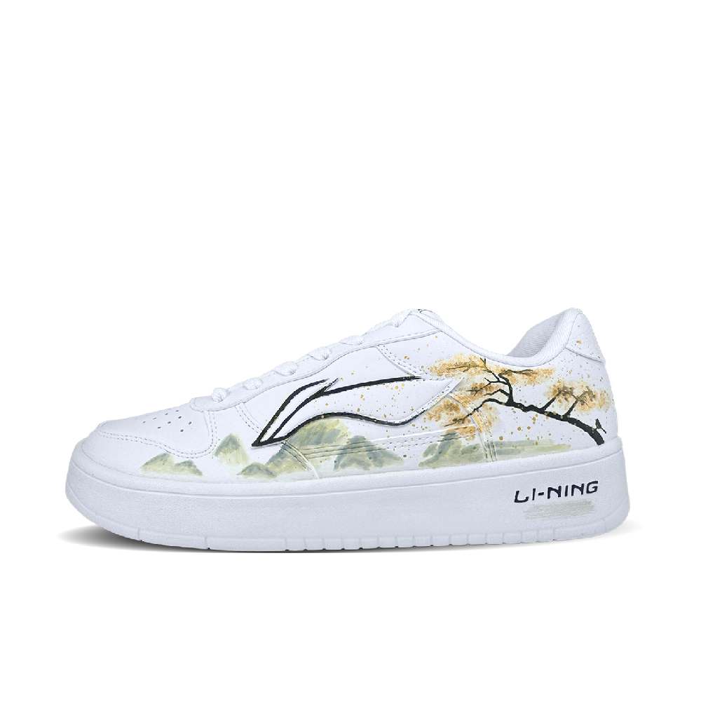 LiNing Pontoon Boats Slip Resistant Abrasion Resistant Low top Skateboard Shoes Men's White Yellow
