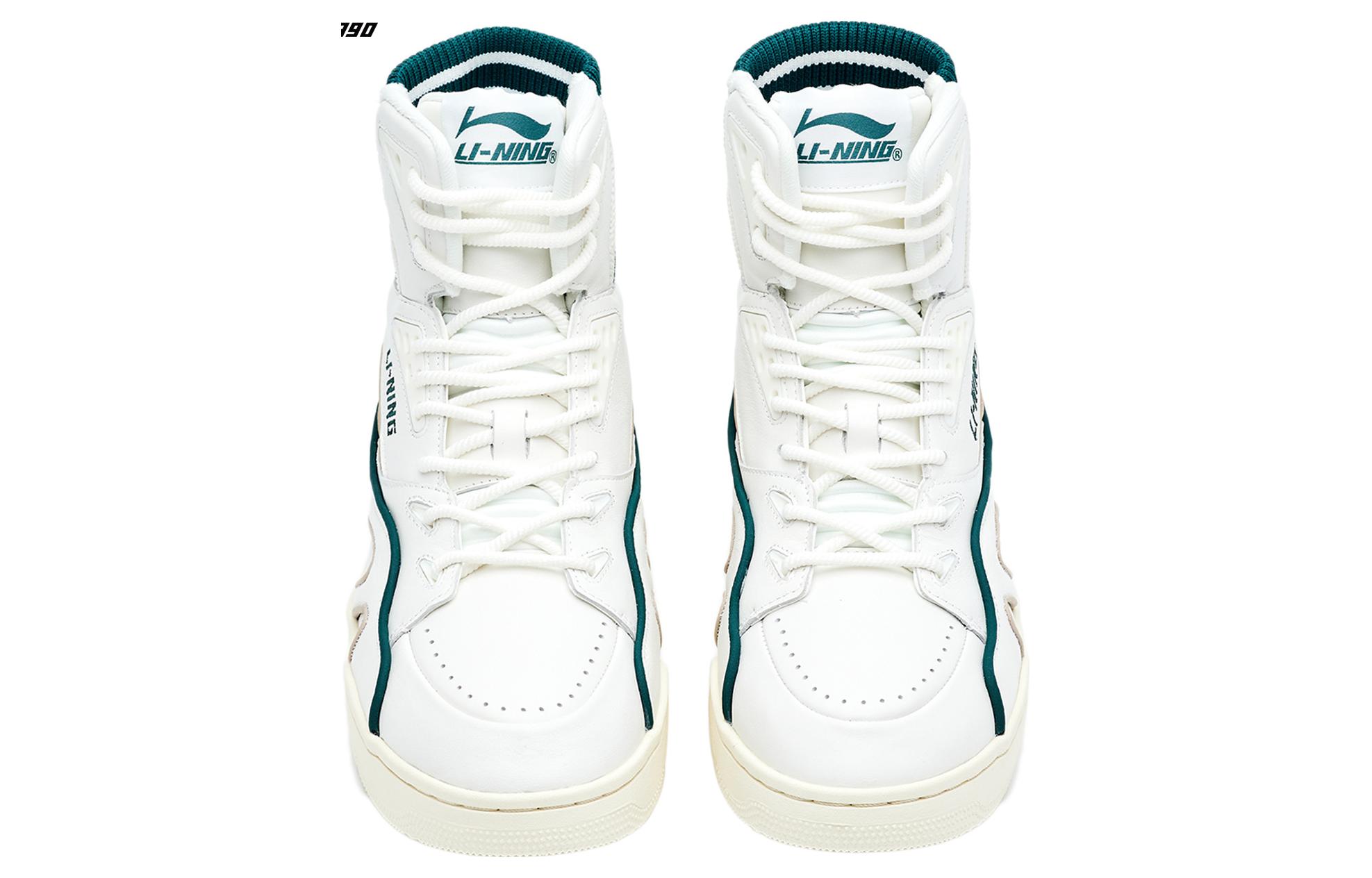LI NING 1990 Classic Collection Coverage Abrasion Resistant High Top Skateboard Shoes Women's Ecru