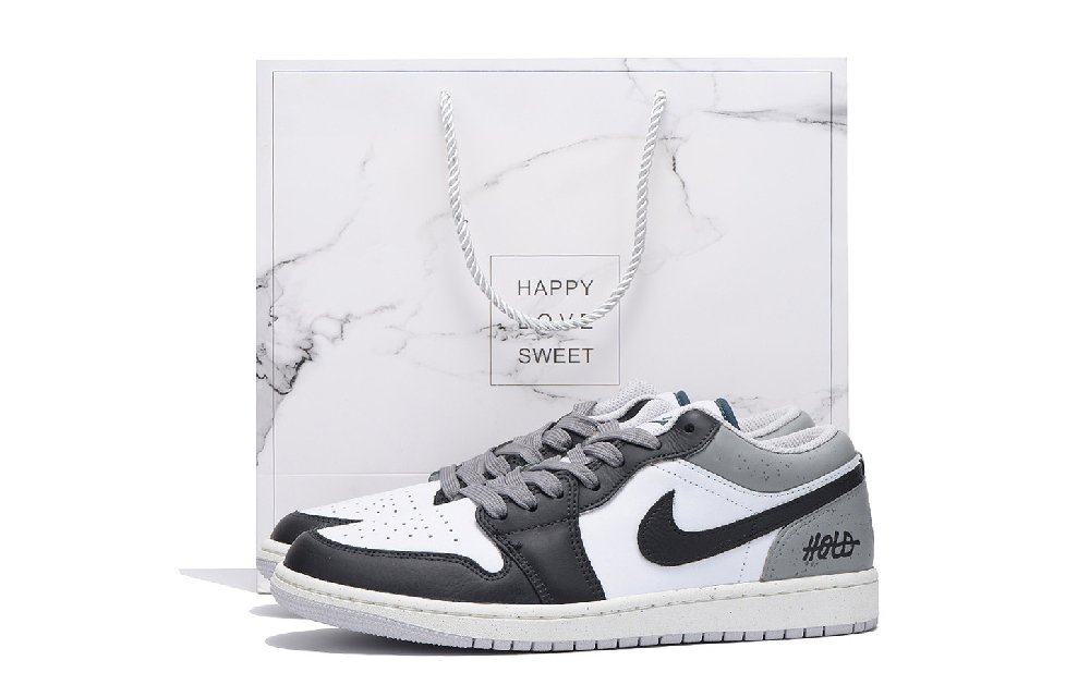 Jordan Air Jordan 1 Anti Slip Wear Resistant Low Top Vintage Basketball Shoes Men's Gray White