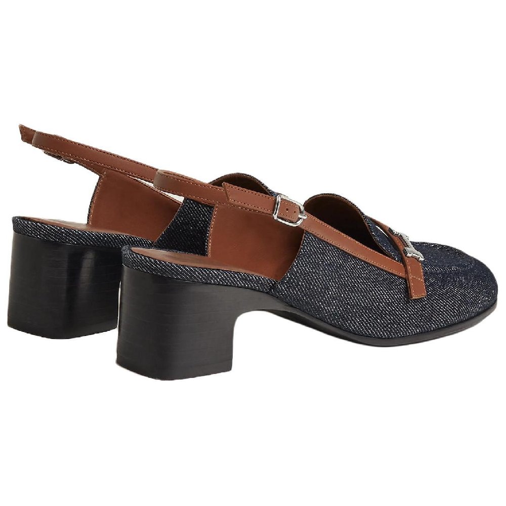 HERMES Infinie Chunky Heel High Heels 5cm Women's Blue