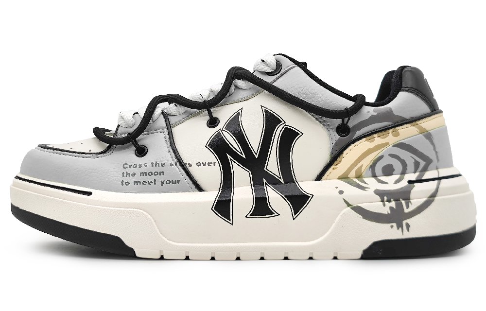 MLB Chunky Liner Wear-Resistant Height Increasing Low-Top Skateboard Shoes Unisex White Gray