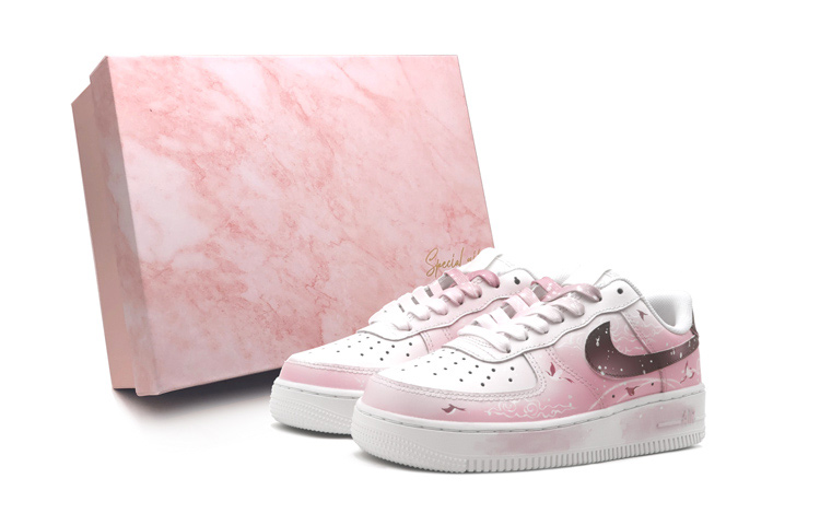Nike Air Force 1 Slip-Resistant Cushioning Abrasion-Resistant Low-Top Skateboard Shoes GS Pink White