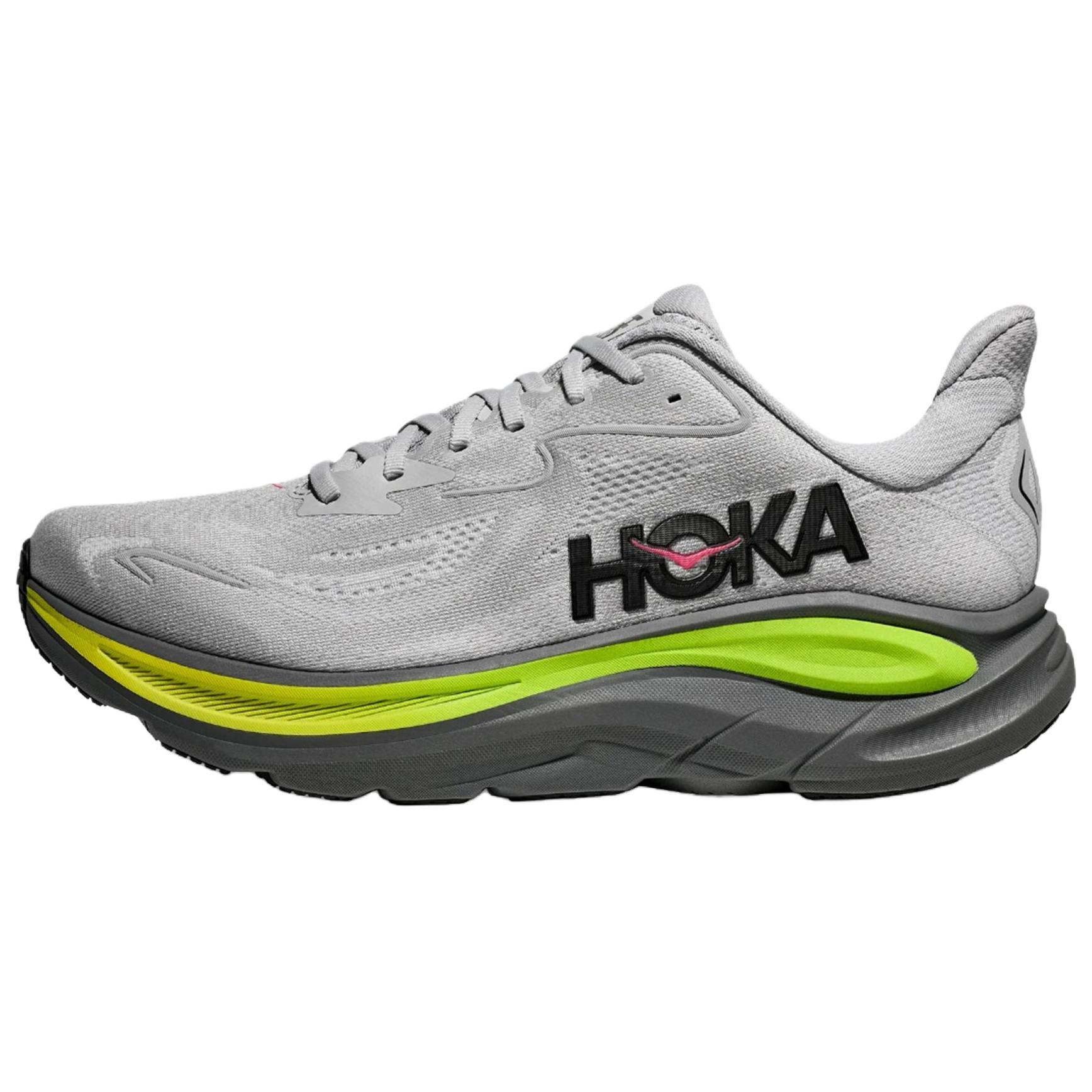 HOKA ONE ONE CLIFTON 10 Breathable Lightweight Reflective Abrasion Resistant Casual Running Shoes Men's Gray