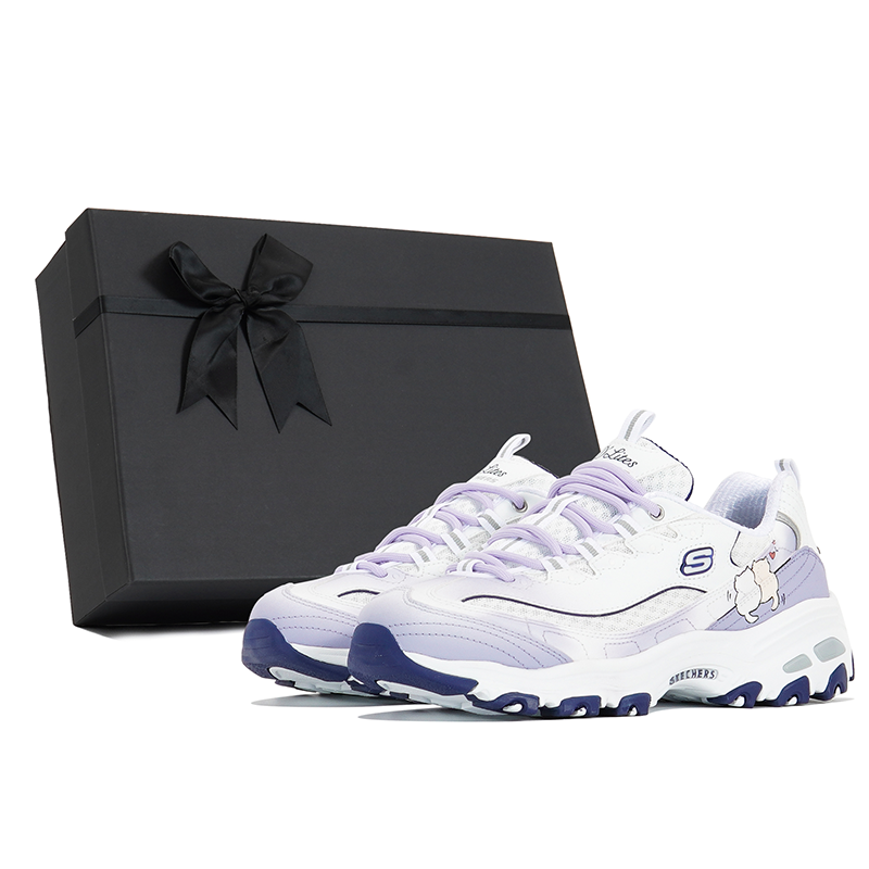 Skechers D'LITES 1.0 Joy Lemon Anti-Slip Wear-Resistant Low-Top Chunky Sneakers Women's White Purple