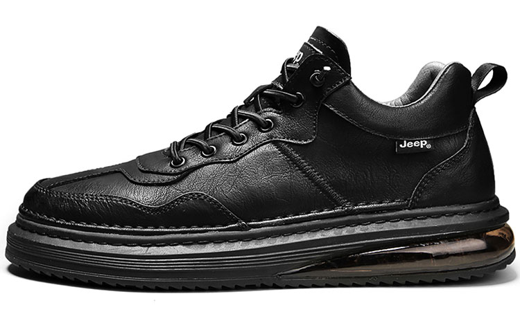 Jeep Cushioning Abrasion Resistant Breathable Slip Resistant Low Top Skateboard Shoes Men's Black