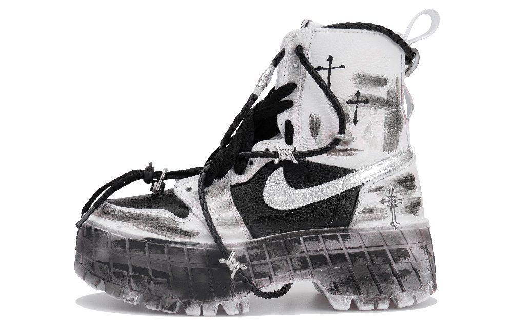 Jordan Air Jordan 1 Ankle Boots Women's Black White Silver