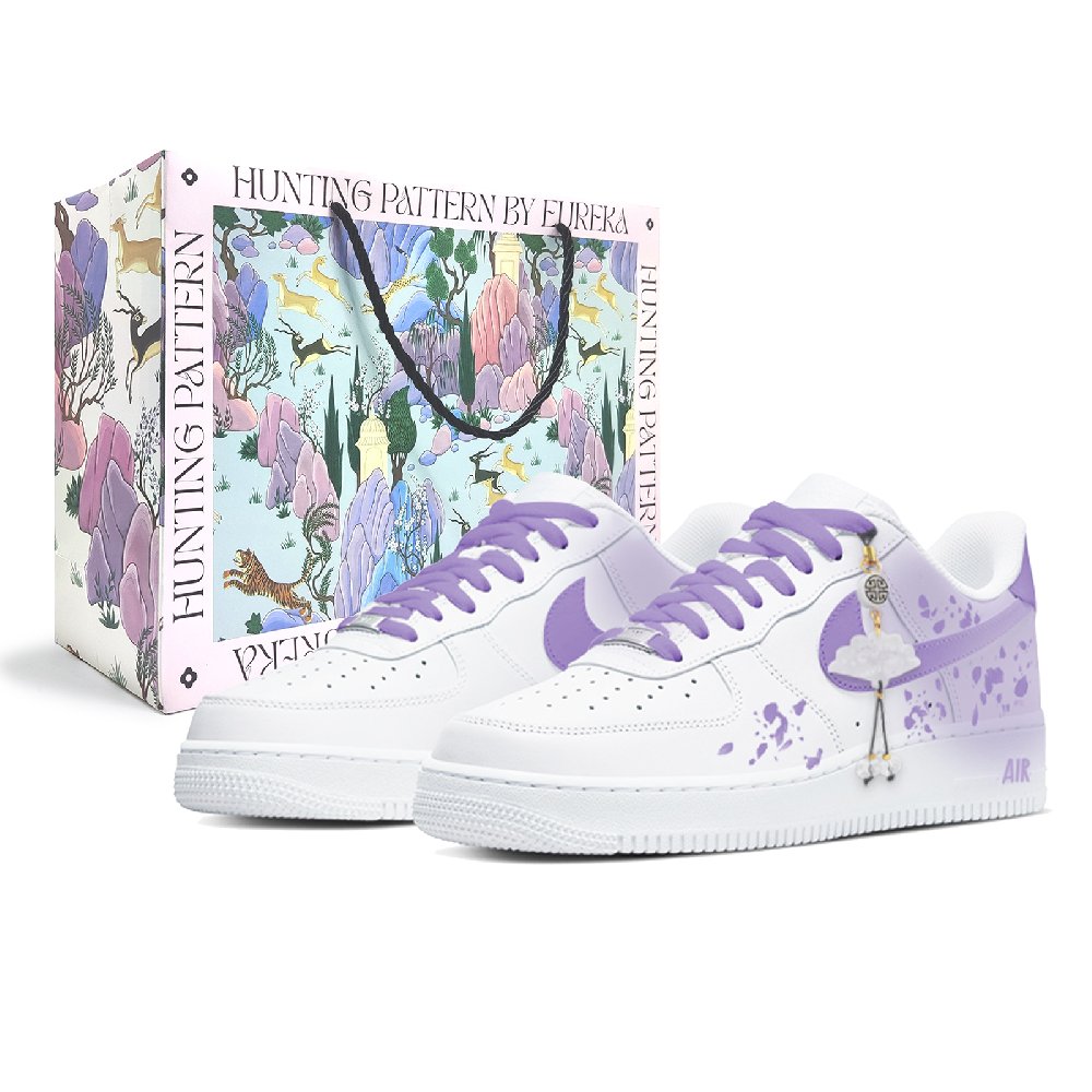 Nike Air Force 1 Abrasion Resistant Low Top Skateboard Shoes Women's White Purple