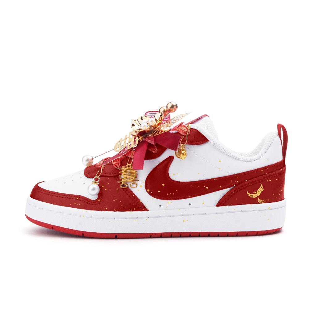Nike Court Borough 2 Abrasion Resistant Low top Skateboard Shoes Women's Red